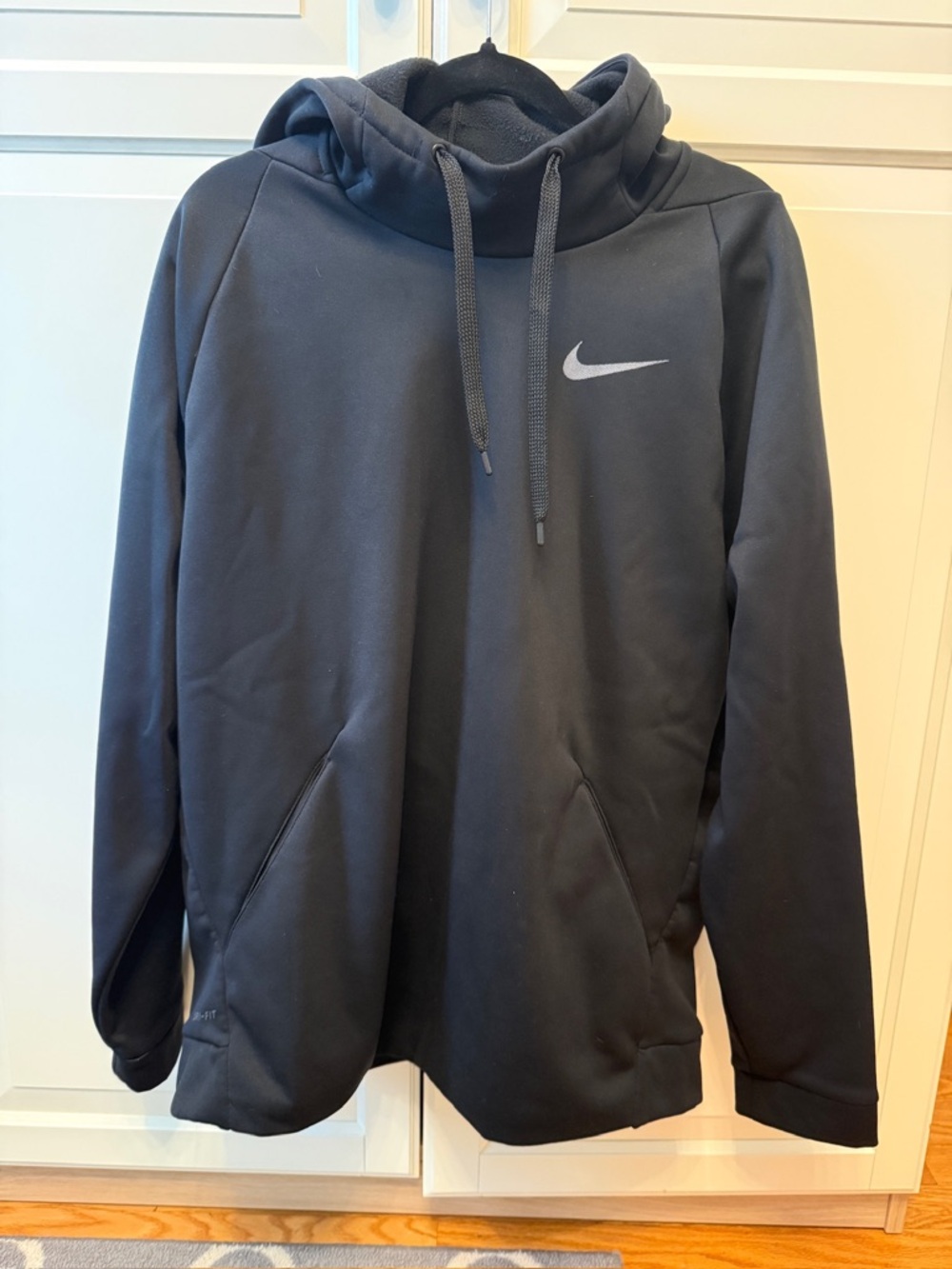 Nike Black Pullover Hooded Performance Jacket with Gray Swoosh